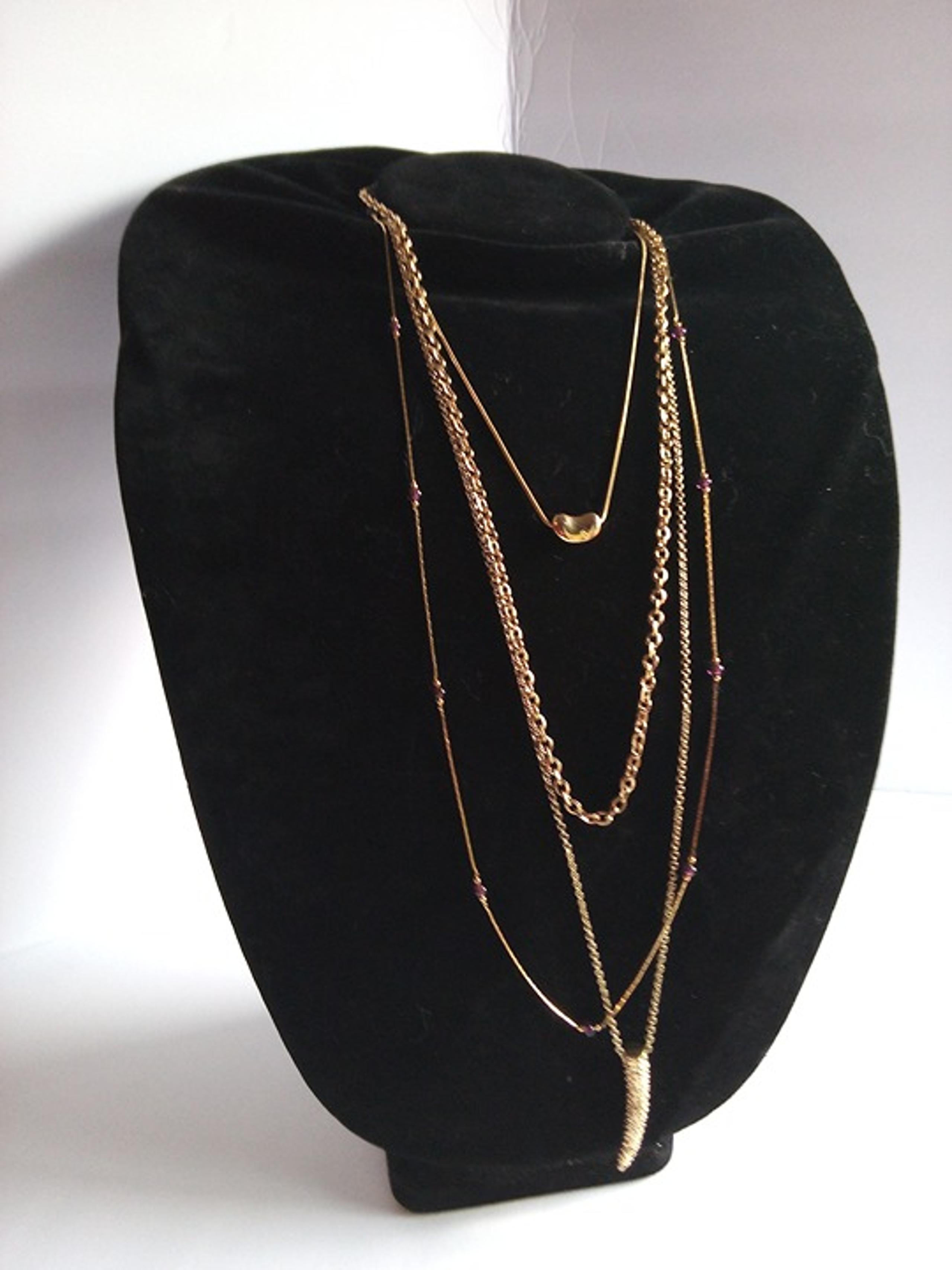Lot of Four Layered Vintage Gold Tone Necklaces - Some Signed!