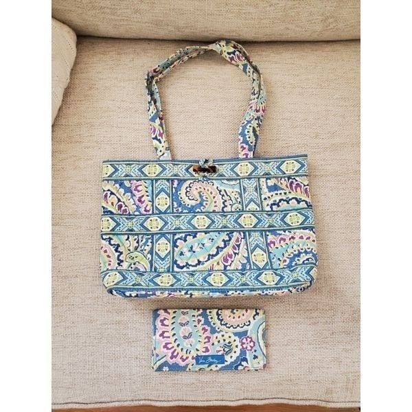 Vera Bradley Small Tic Tac Tote & Checkbook Cover in Capri Blue