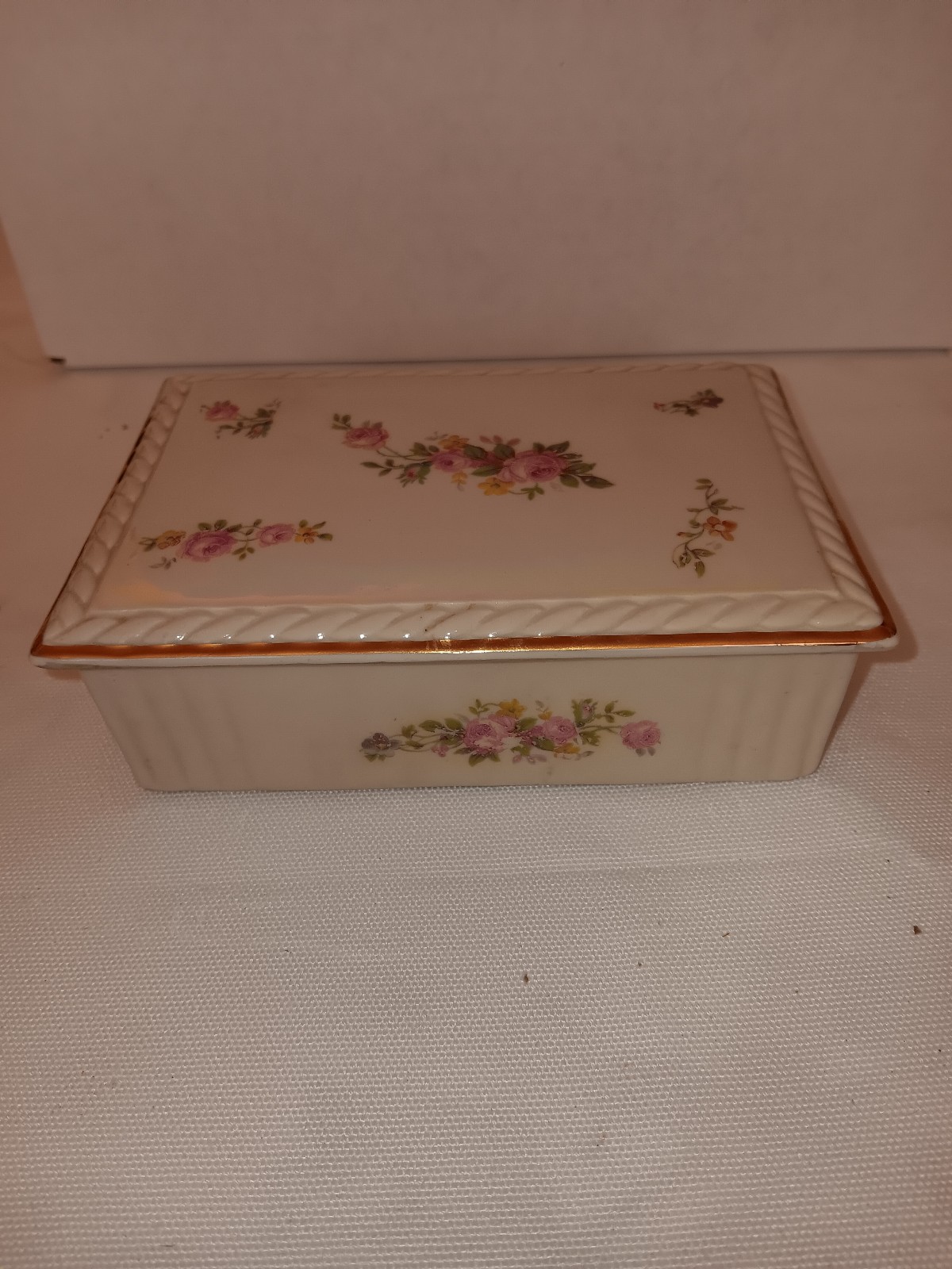 Vintage Antique Porcelain Jewelry Box/ Trinket Holder