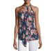Haute Hippie Free Love Dark Blue Floral print scarf tie halter tank top S