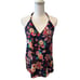 Haute Hippie Free Love Dark Blue Floral print scarf tie halter tank top S