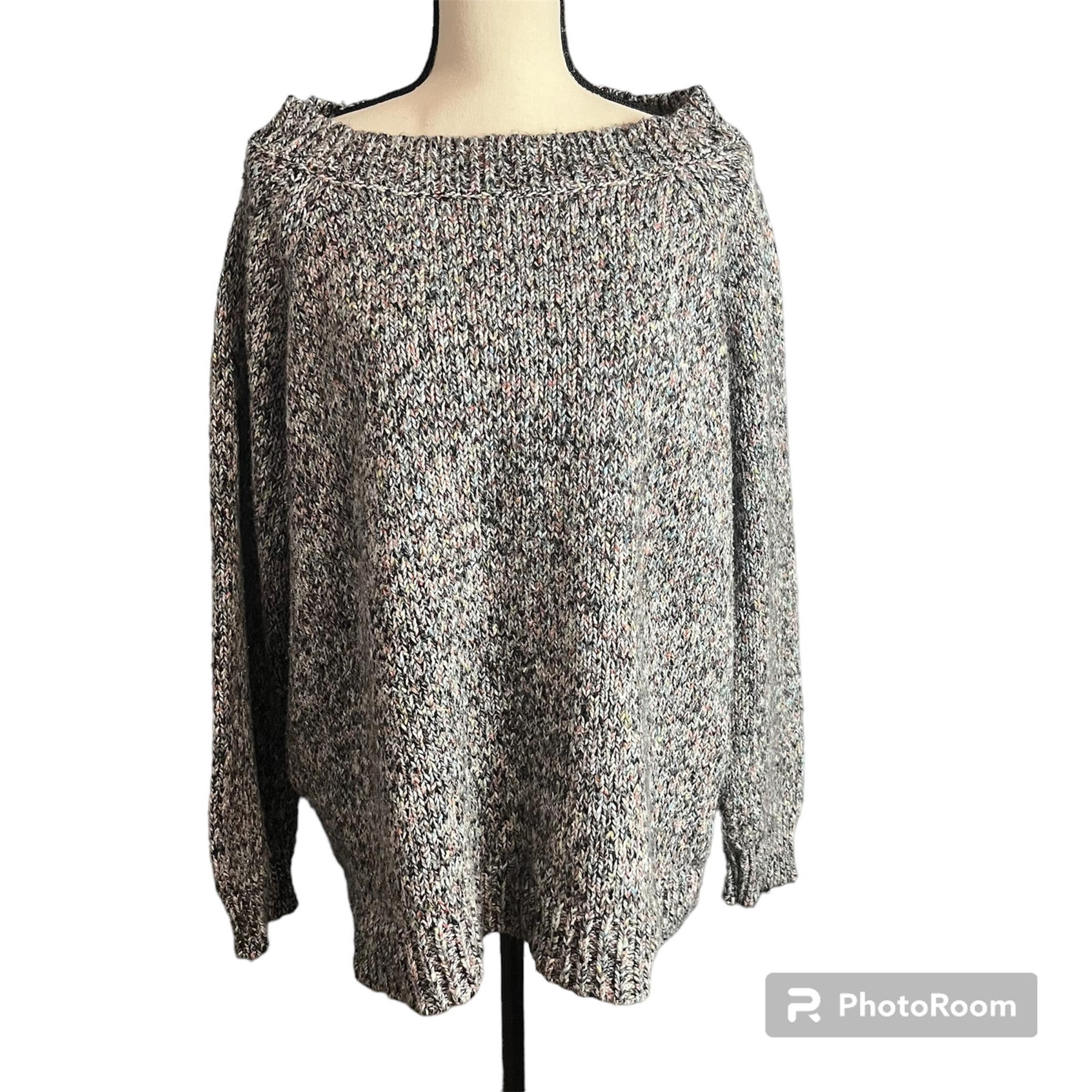 Chaps | Women's Speckled Multicolor Chunky Knit Crewneck Sweater Sz 2X