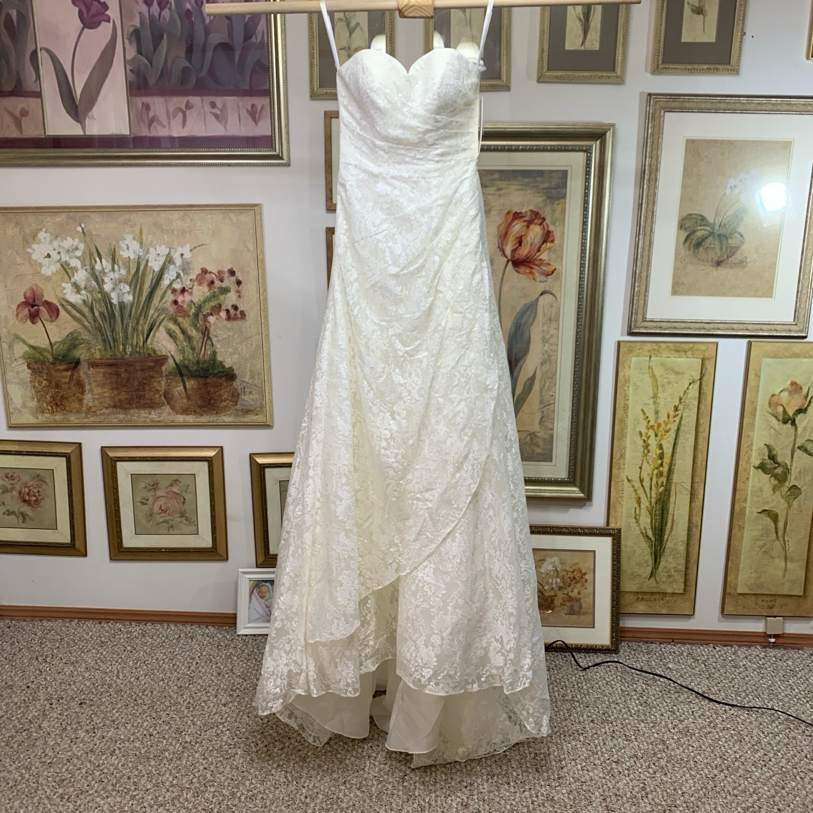 NWT David’s Bridal ivory lace strapless wedding dress