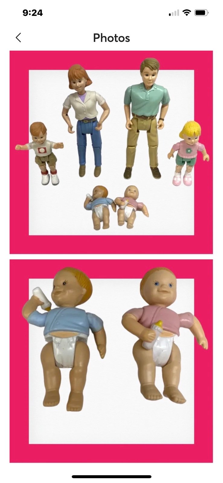 Vintage Fisher Price Loving Family 6 People Mom Dad Son Daughter Baby Boy & Girl