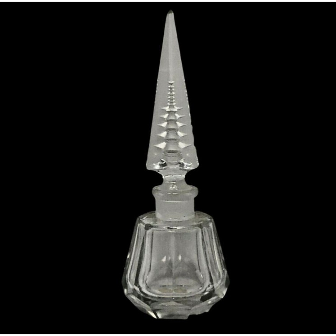 Vintage Hand Cut Glass PAGODA Vanity Bottle Ucagco Japan Label 6 1950s Optic