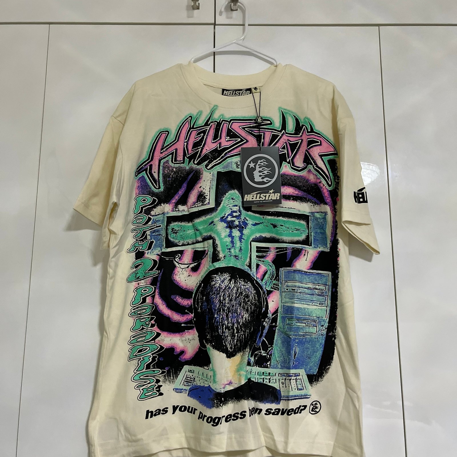 HELLSTAR cream your progress has been saved tee
