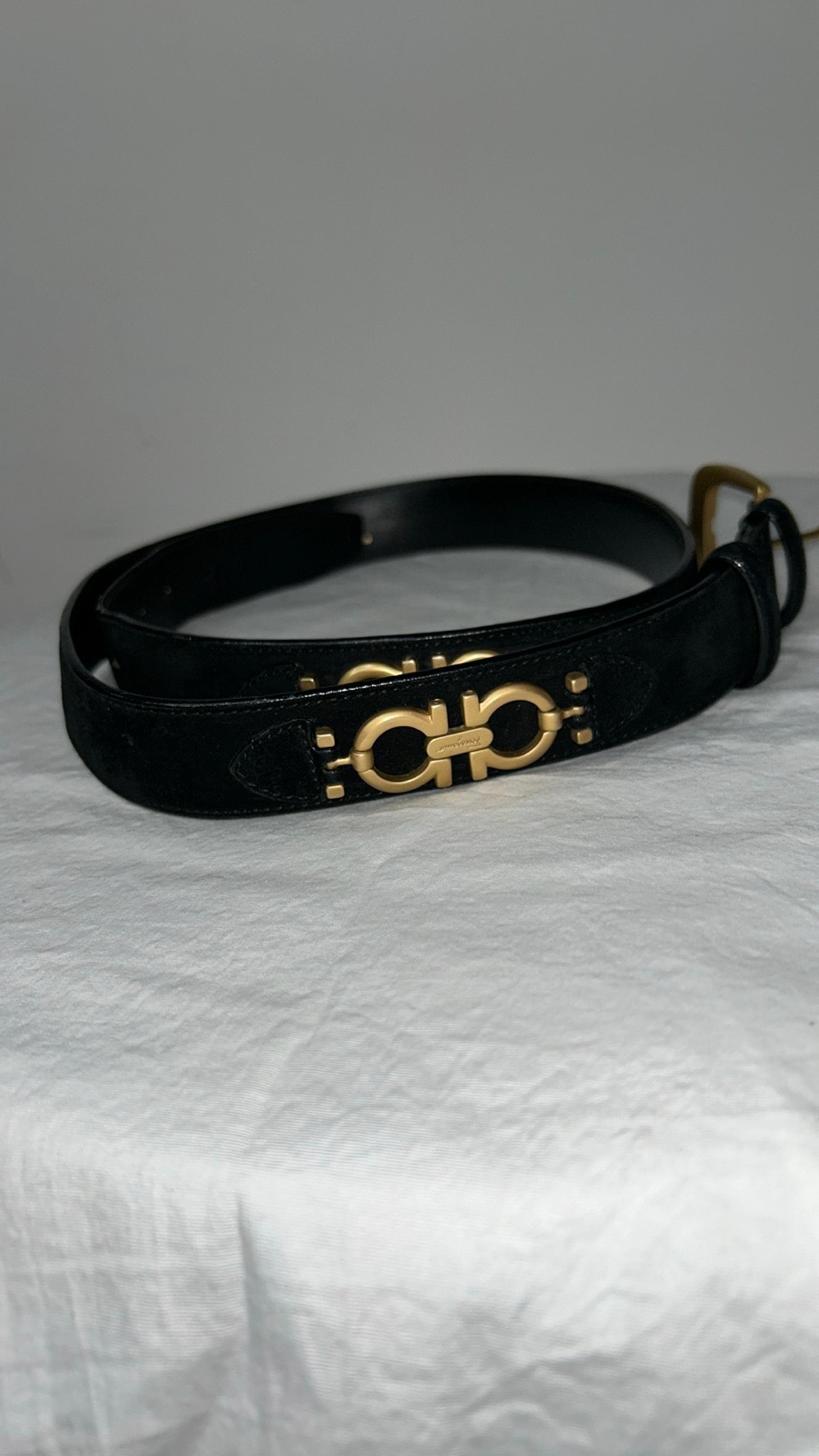 Salvatore Ferragamo Black Suede Belt