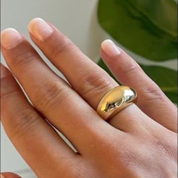 Size 8 Womens Gold Plated Retro Smooth Surface Dome Unisex‎ Finger Ring Jewelry