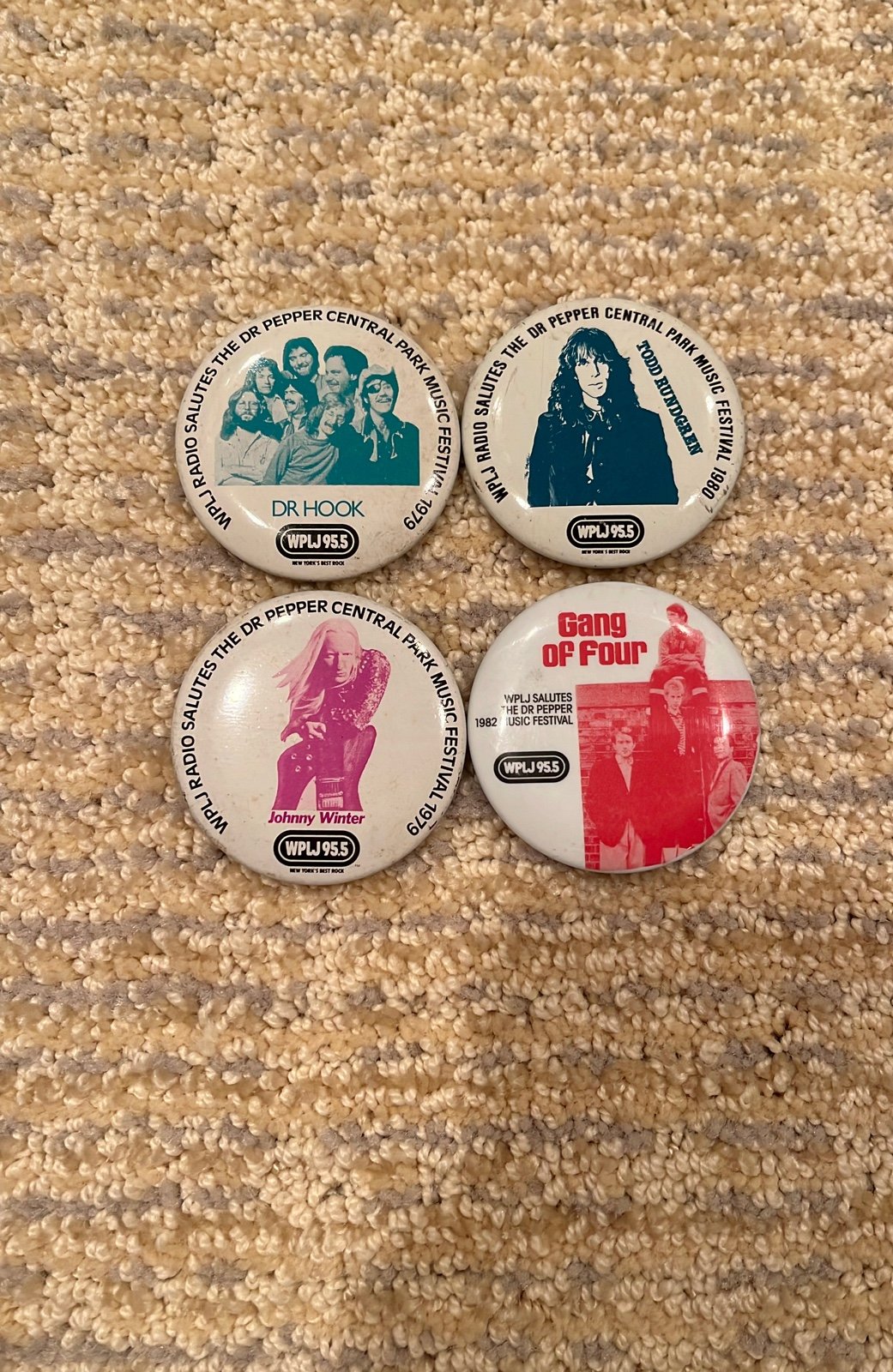 Vintage 70’s/80’s WPLJ 95.5 Pinbacks Lot of 4