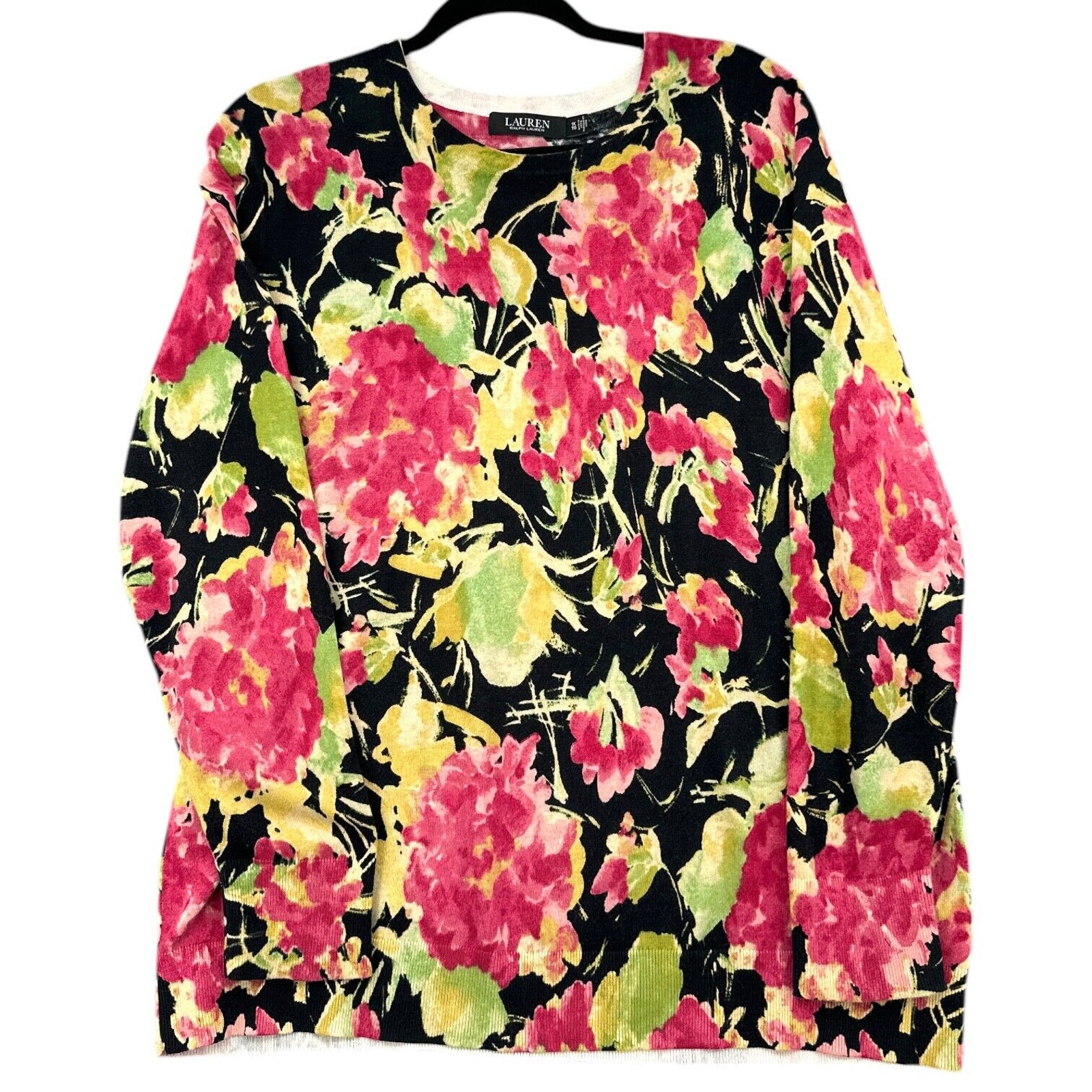 Lauren Ralph Lauren Floral Long Sleeve Crewneck Cotton Modal Sweater Size 1X