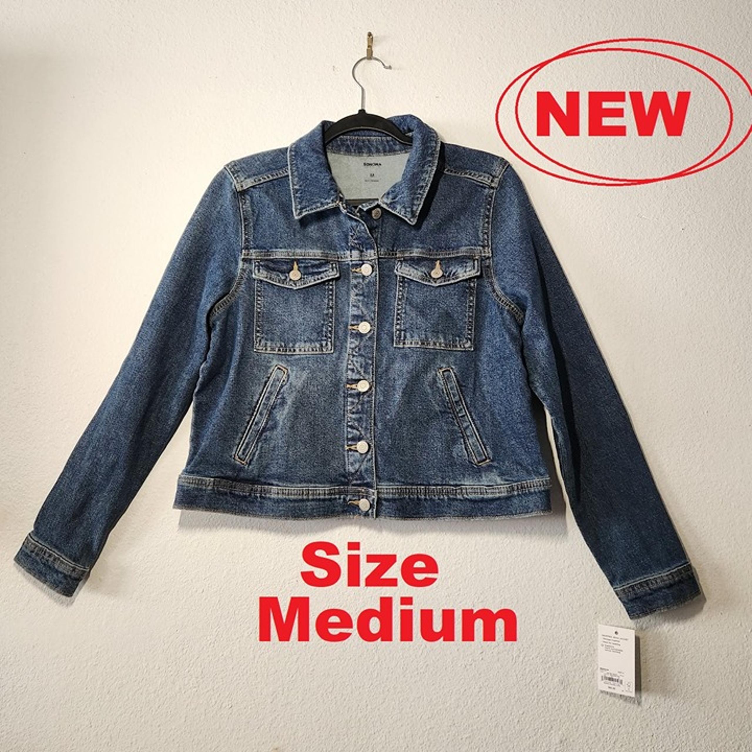 New Women's Sonoma Crop Jean Jacket size Medium Long sleeves Denim New with tags