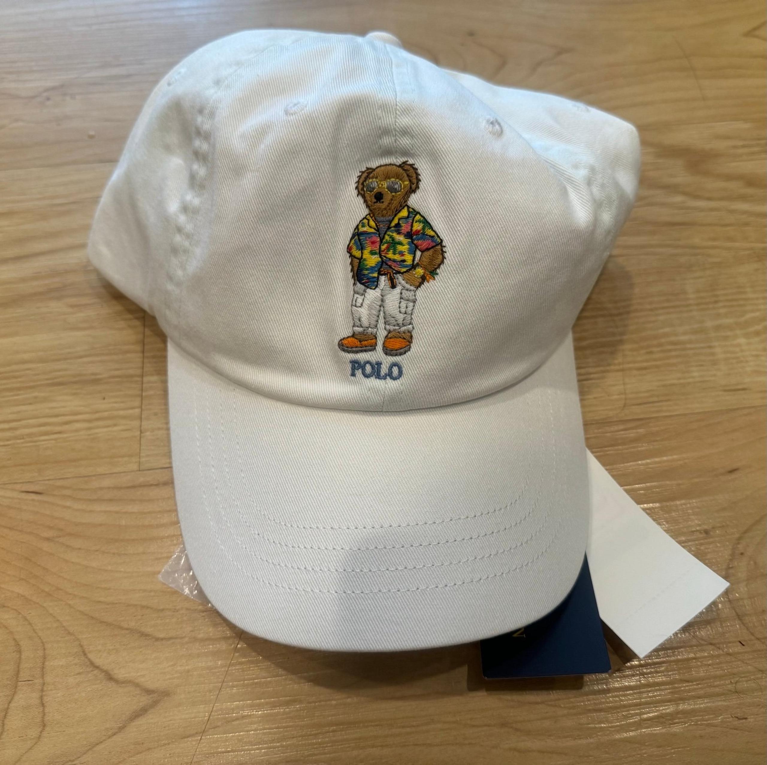 Polo Ralph Lauren Men’s Polo Bear Twill Baseball Cap Hat Adjustable White OSFA