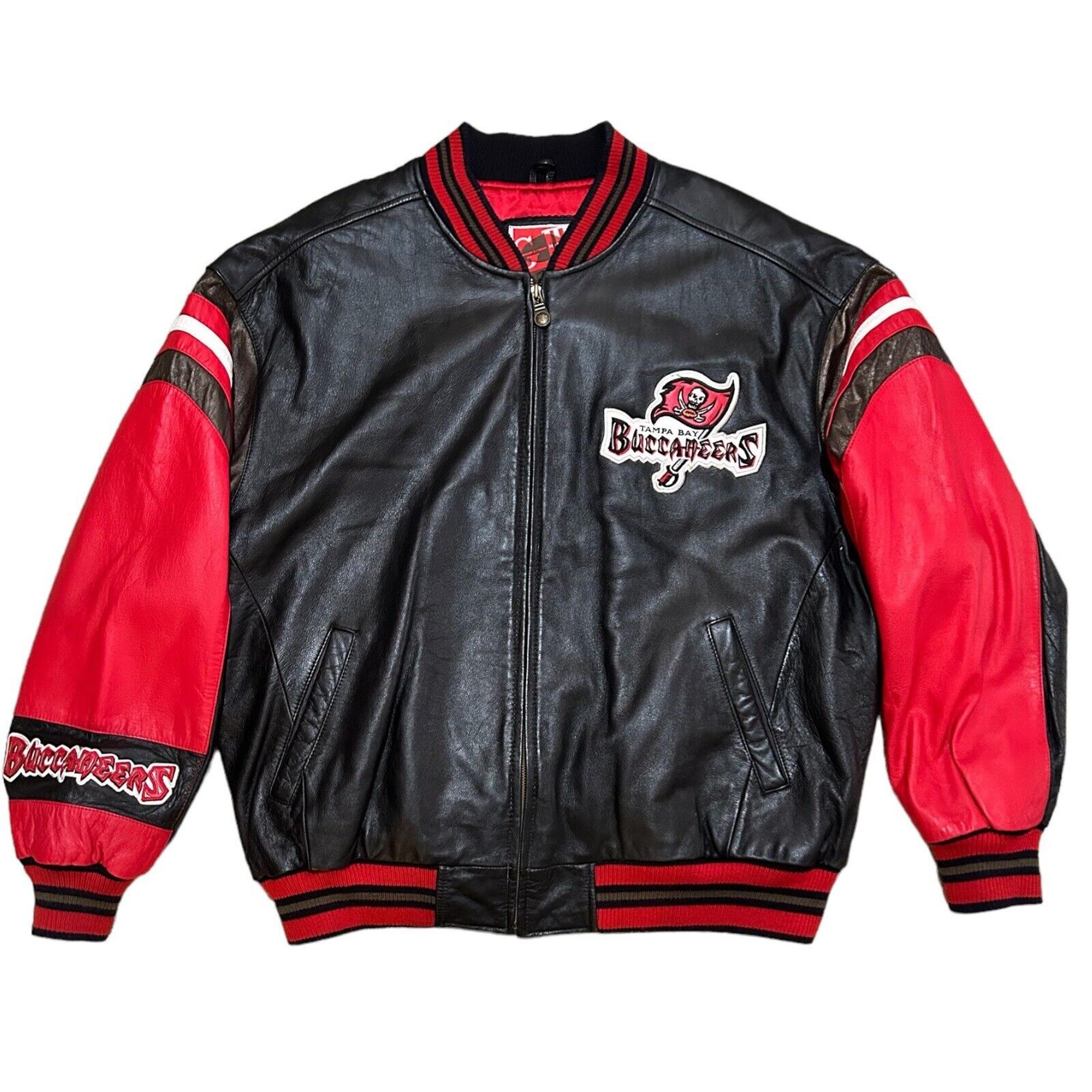 Vintage G-III And Carl Banks Tampa Bay Buccaneers Leather Jacket Adult XL Black