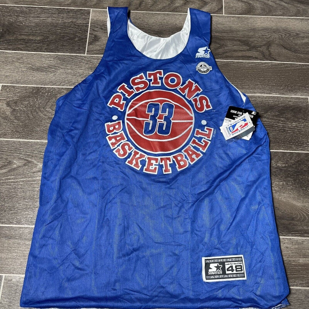 detroit pistons basketball grant hill starter jersey reversible size 48