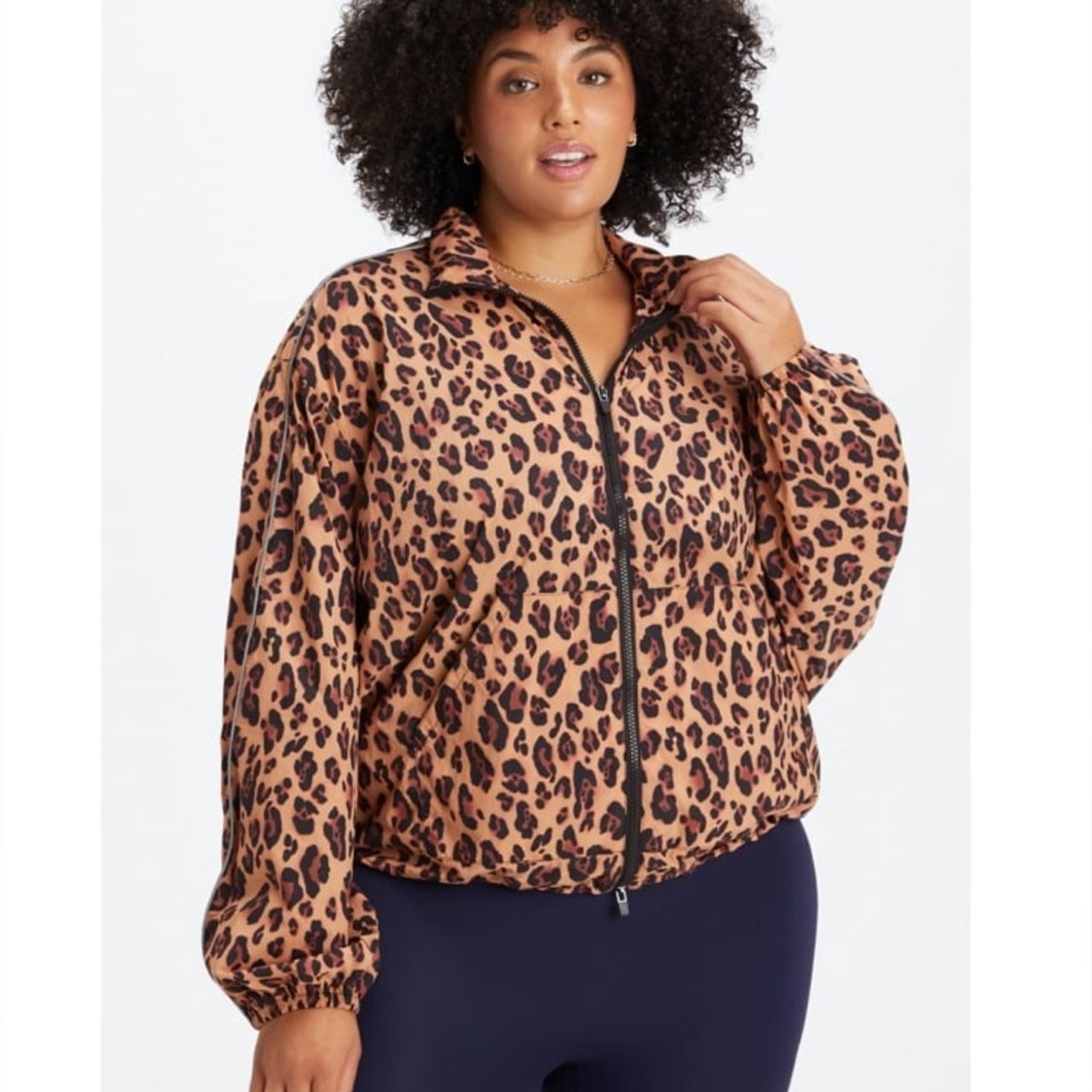 New Fabletics Oversized Flyweight Windbreaker Leopard Print Plus Size 2X