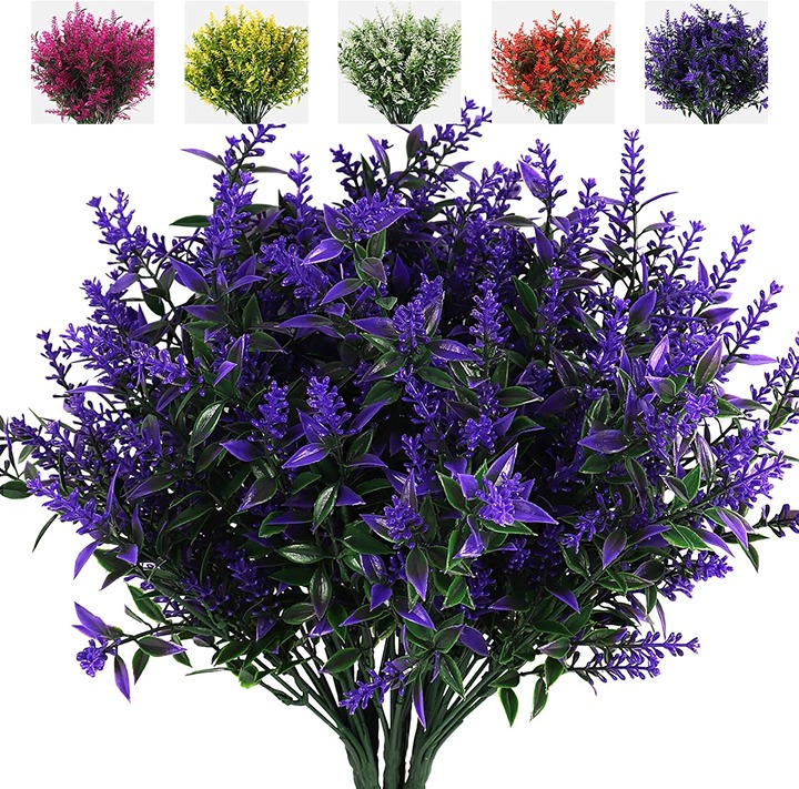 Artificial Greenery Lavender Fake Flowers 8 Bundles purple