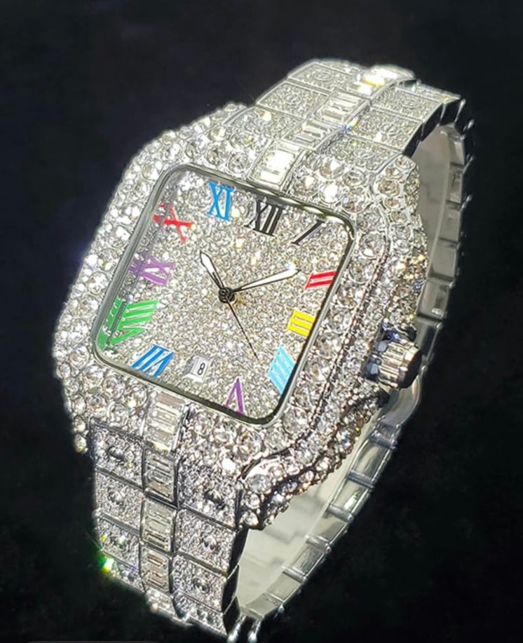 Iced Out Diamond baguette Watch