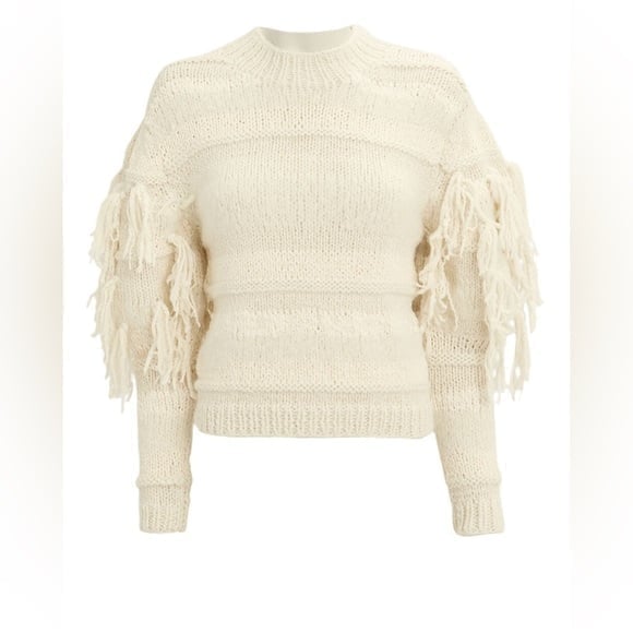 NWT ULLA JOHNSON Delma Fringe Pullover: Color Off White