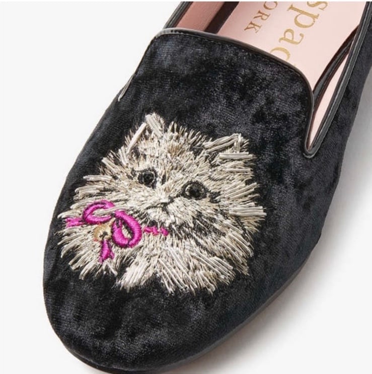 Kate Spade Lounge Whiskers Meow Cat Suede Loafers Size 7.5