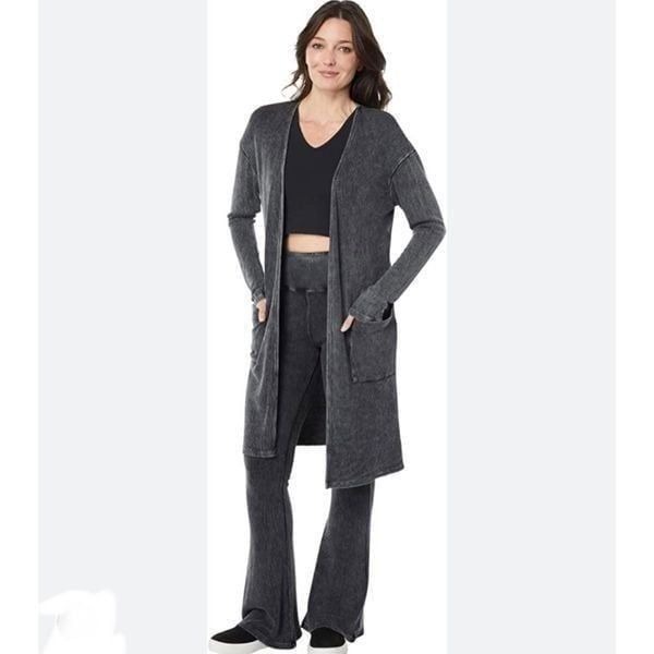 Year of Ours Home Cardi Open Front Long Cardigan in Vintage Black Size XS NWT