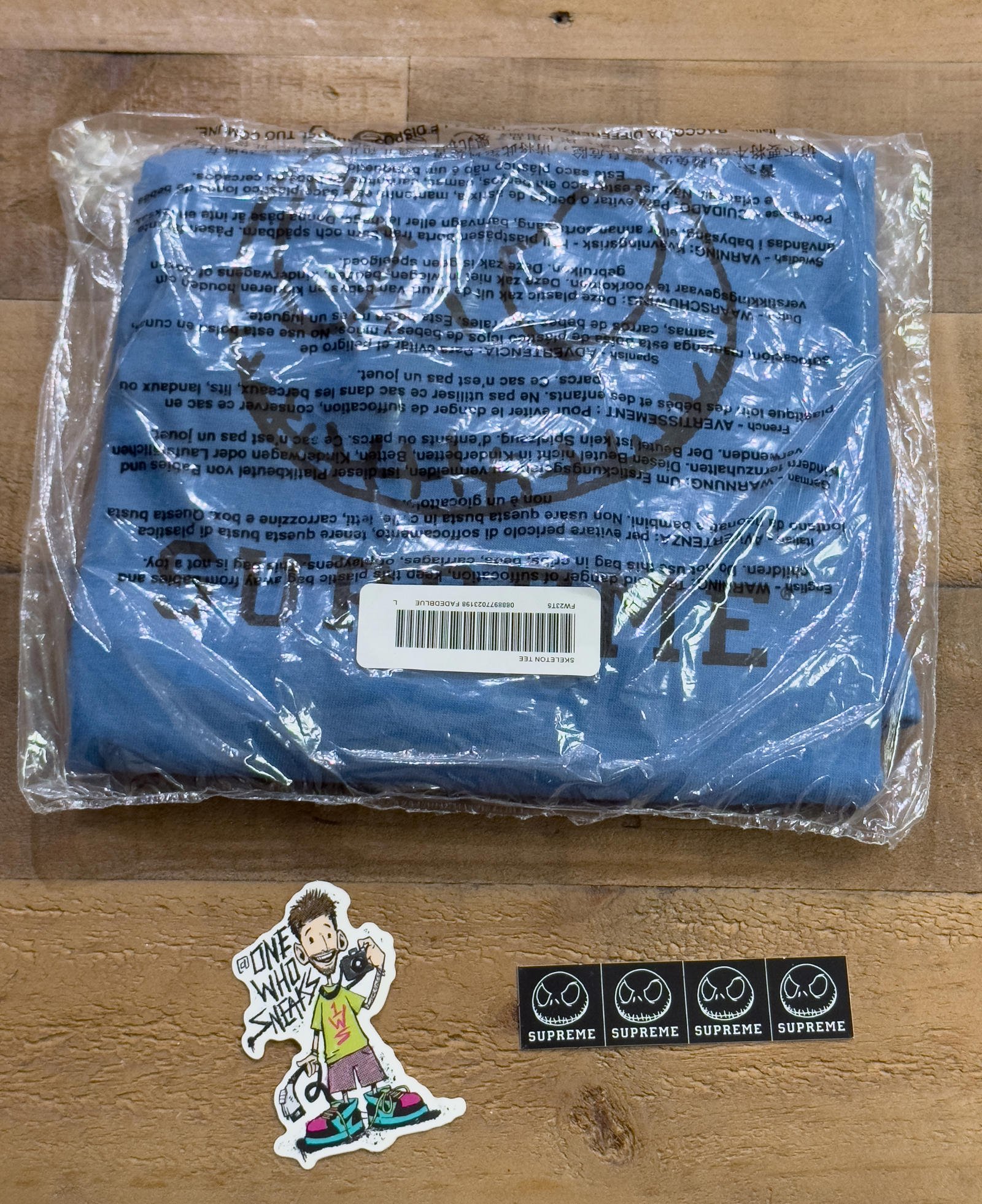 Supreme Skeleton Tee & Sticker Size Large