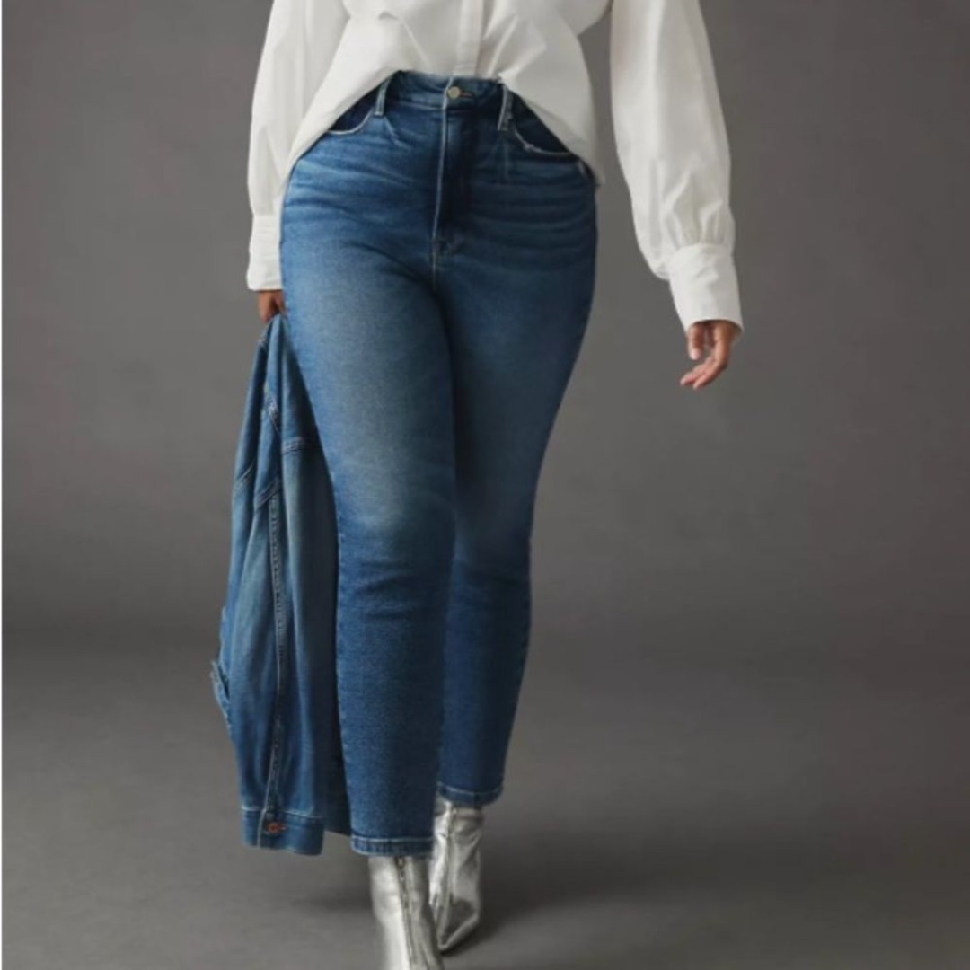 Nwt Anthropologie good American good waist crop blue jeans