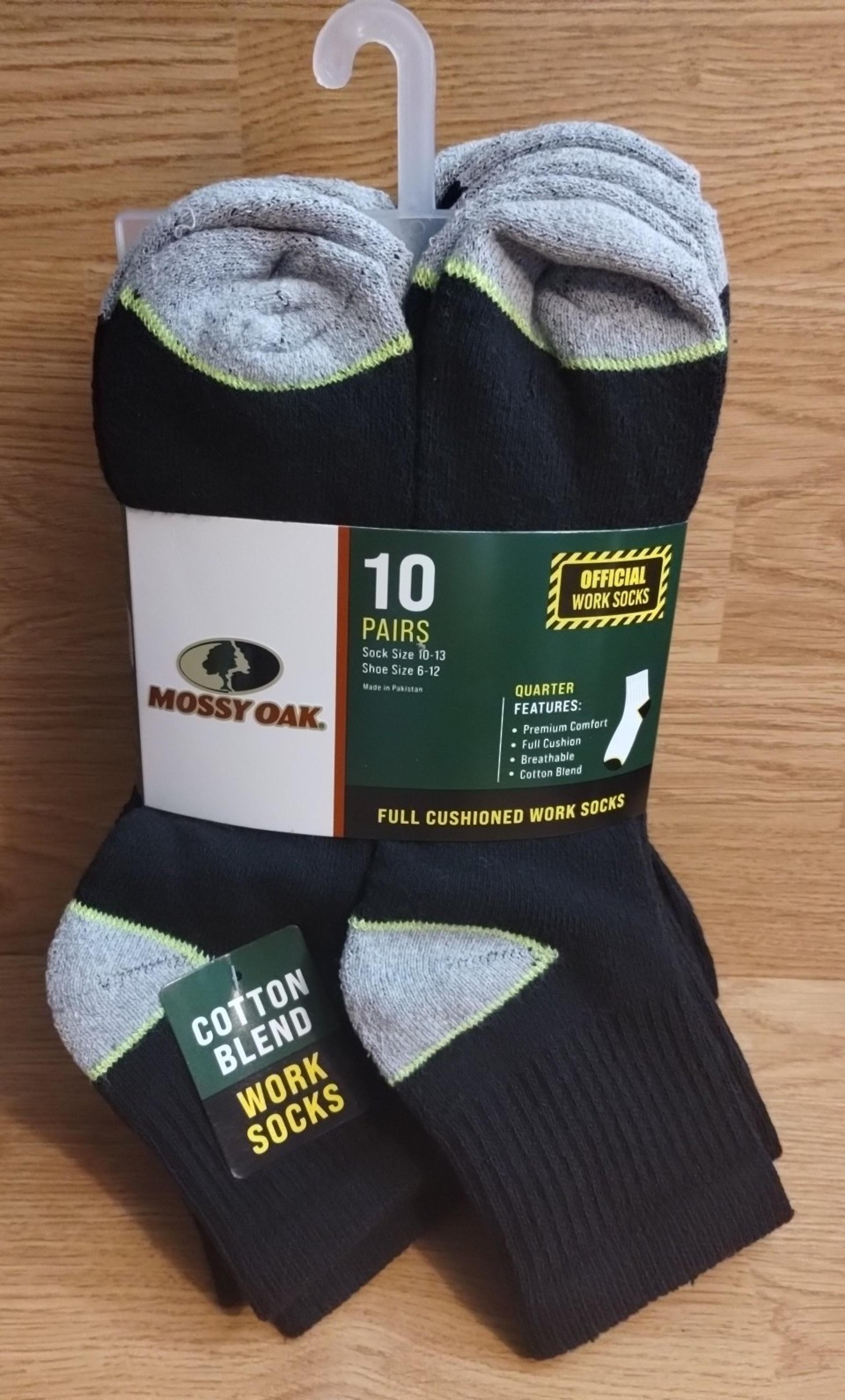 Mossy Oak Men's 10 Pairs Extra Cushion Quarter Length Moister Wicking Work Socks