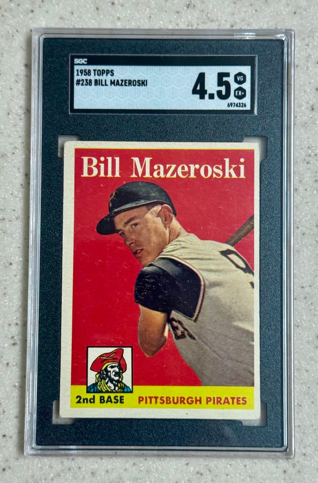 1958 Topps Bill Mazeroski #238 Pittsburgh Pirates SGC 4.5