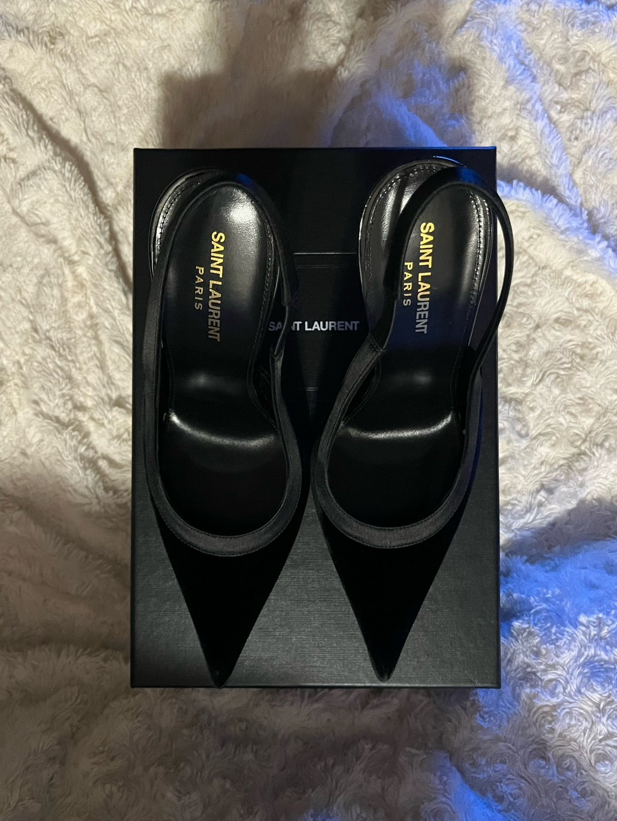 YSL Victoire Velvet Slingback Pumps