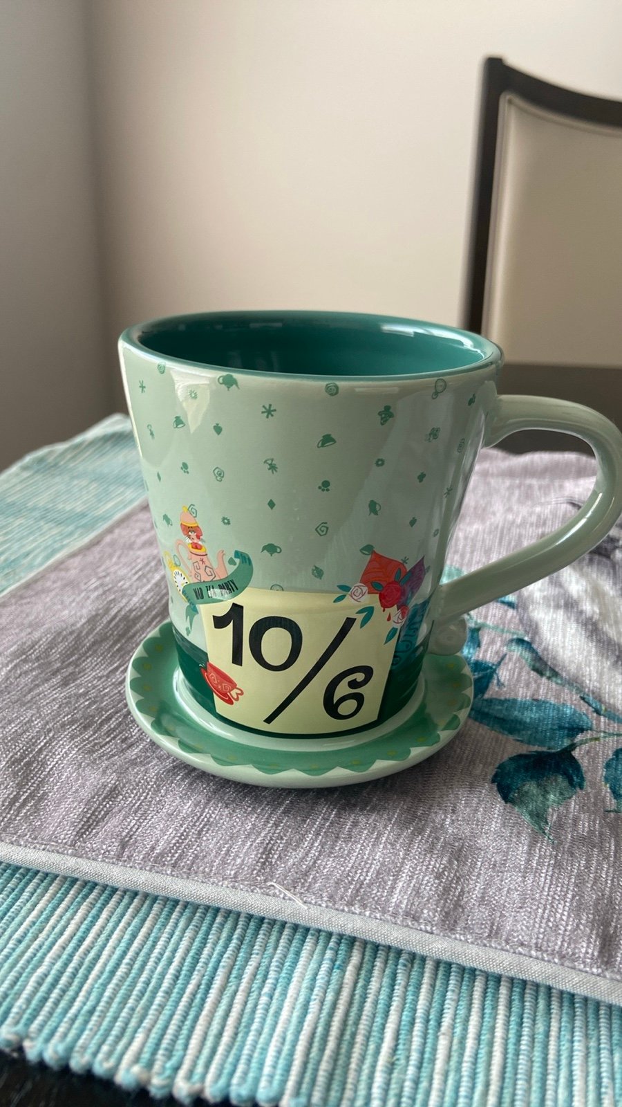 Disney Parks Alice In Wonderland Mad Hatter 10/6 Hat Coffee Mug