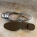 Square toe T-bar silver leather ballet flats made in metallic effect leather
