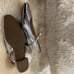 Square toe T-bar silver leather ballet flats made in metallic effect leather