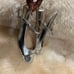 Square toe T-bar silver leather ballet flats made in metallic effect leather
