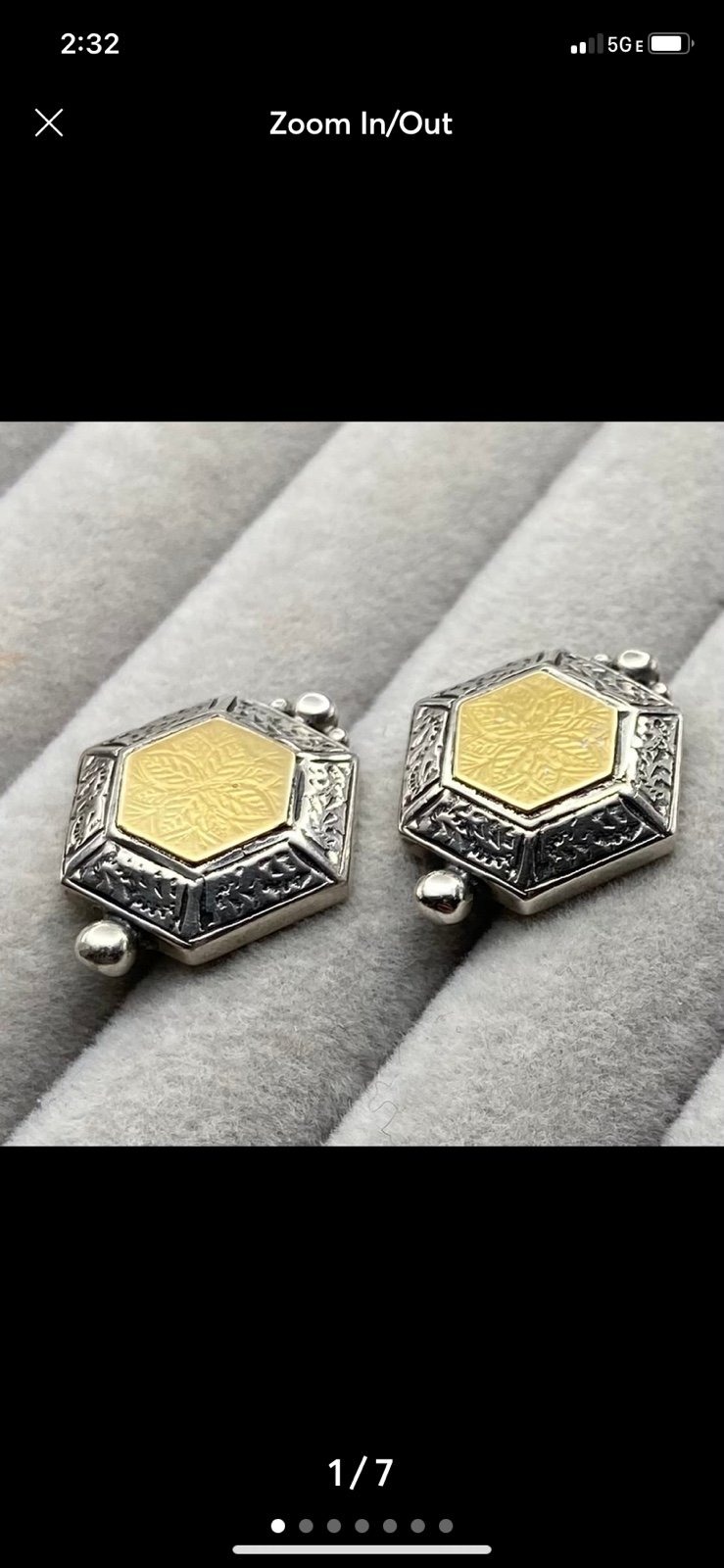 Savati Sterling Silver and 22K Gold Hexagon Earrings