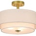 Xinbei Lighting 3 Light Semi Flush Mount Fixture Fabric Shade Gold Brass 16 Inch