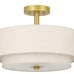 Xinbei Lighting 3 Light Semi Flush Mount Fixture Fabric Shade Gold Brass 16 Inch