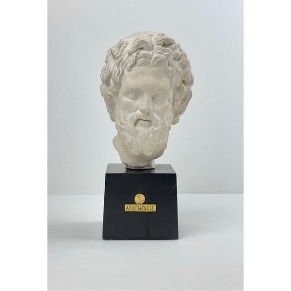 Vintage 1959 Alva Studios Hellenistic Bust of Asklepios Sculpture Greek God Dr