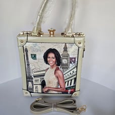 New Michelle Obama Cream Reinstone Square Purse