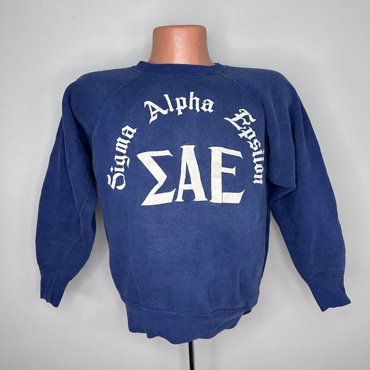 Vintage 1950s Sigma Alpha Epsilon Fraternity Sweatshirt, ΣΑΕ, Size Medium/Large