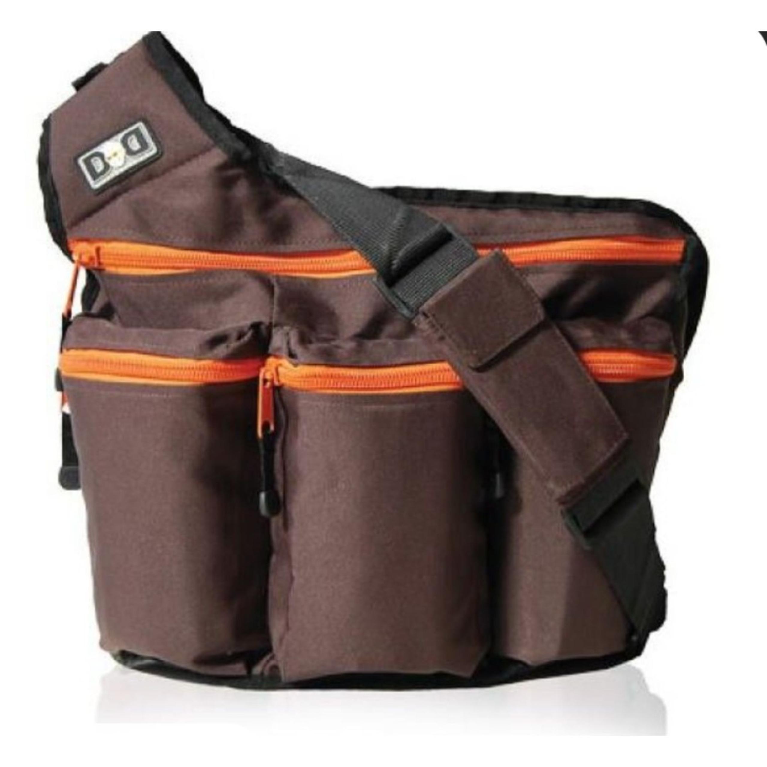 Diaper Dude Brown and Orange Ergonomic Stroller Adjustable Strap Diaper Bag