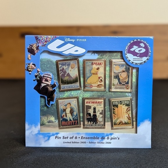 Pixar Up! 10th Anniversary Boxed 6 Pin Set | Limited Edition | NIB