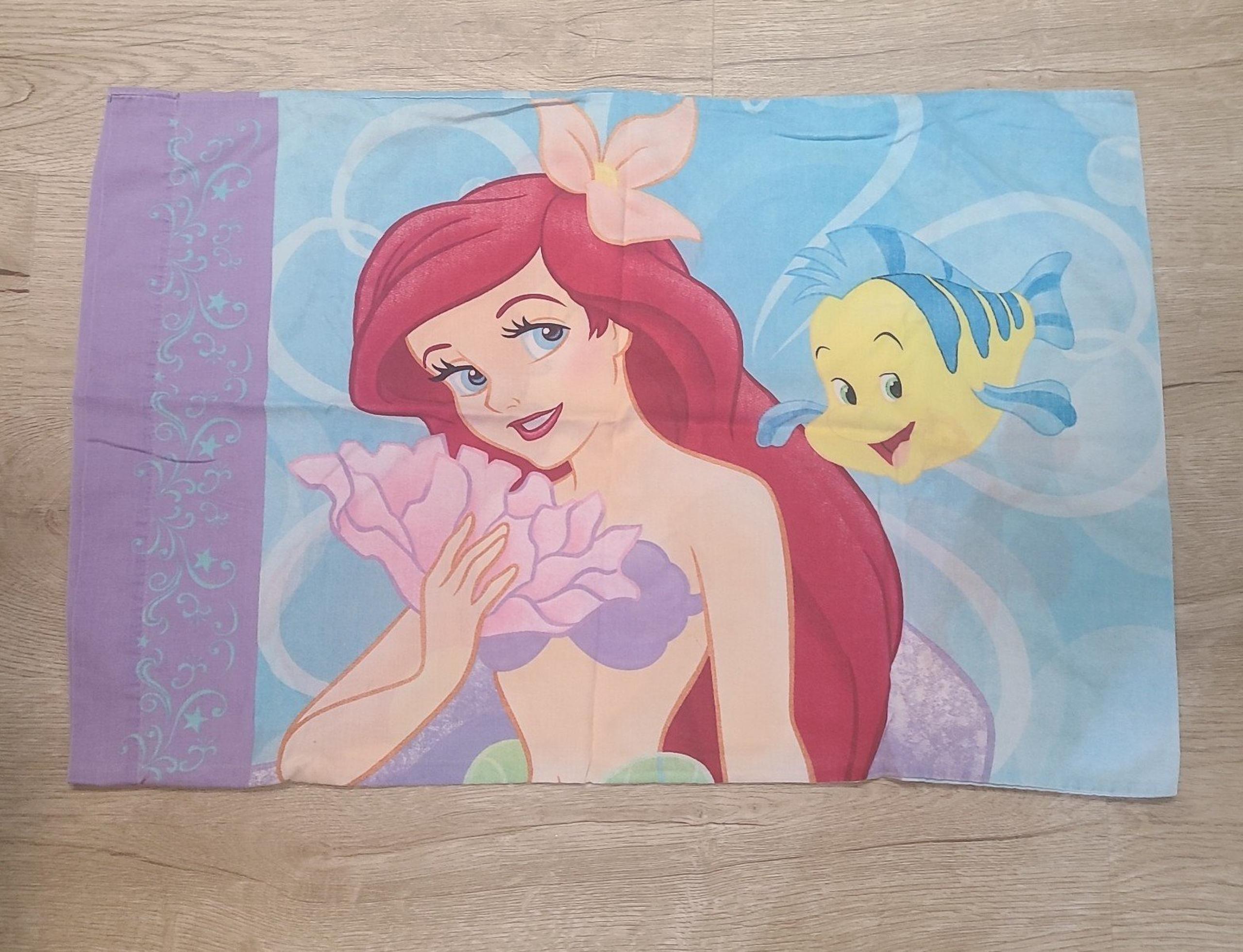 Vintage Disney Little Mermaid Ariel Sebastian Flounder Double sided Pillow Case