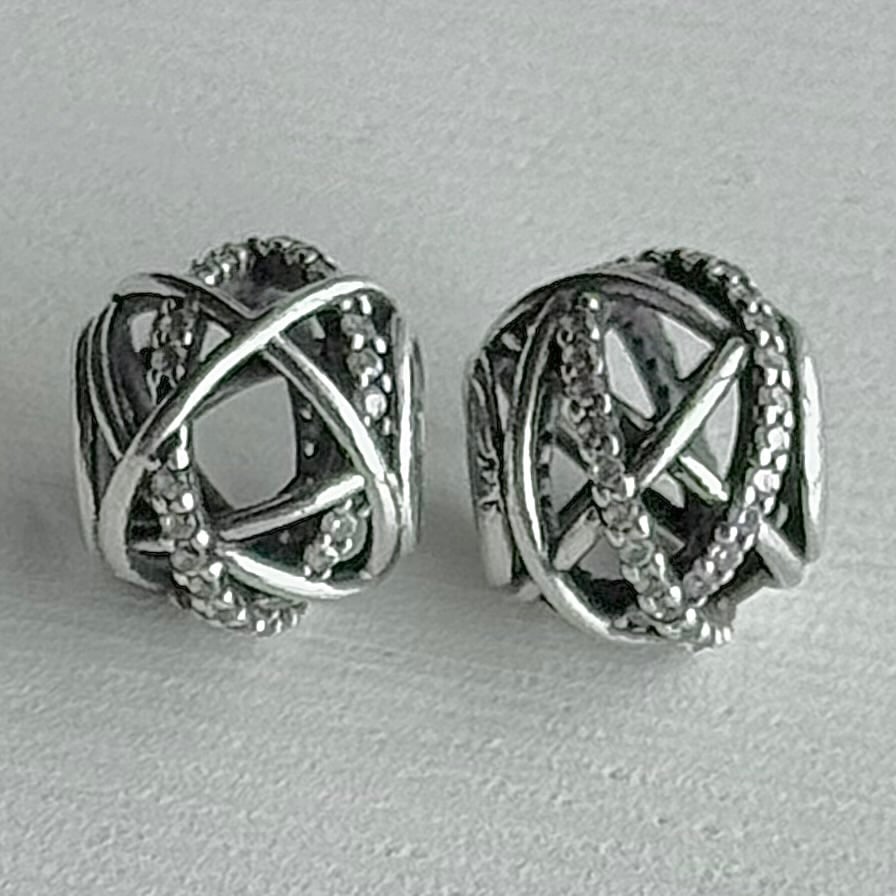Set of 2 Pandora Galaxy Openworks Charms with Clear CZ