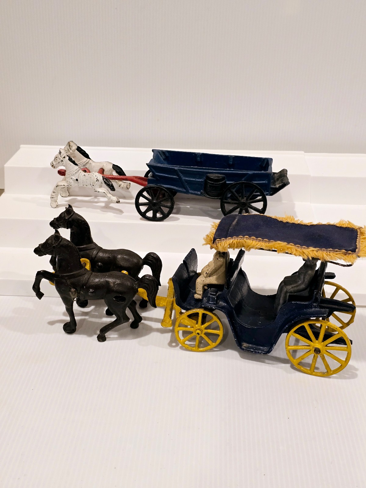 Antique Horse Drawn Carriage Metal Iron Set