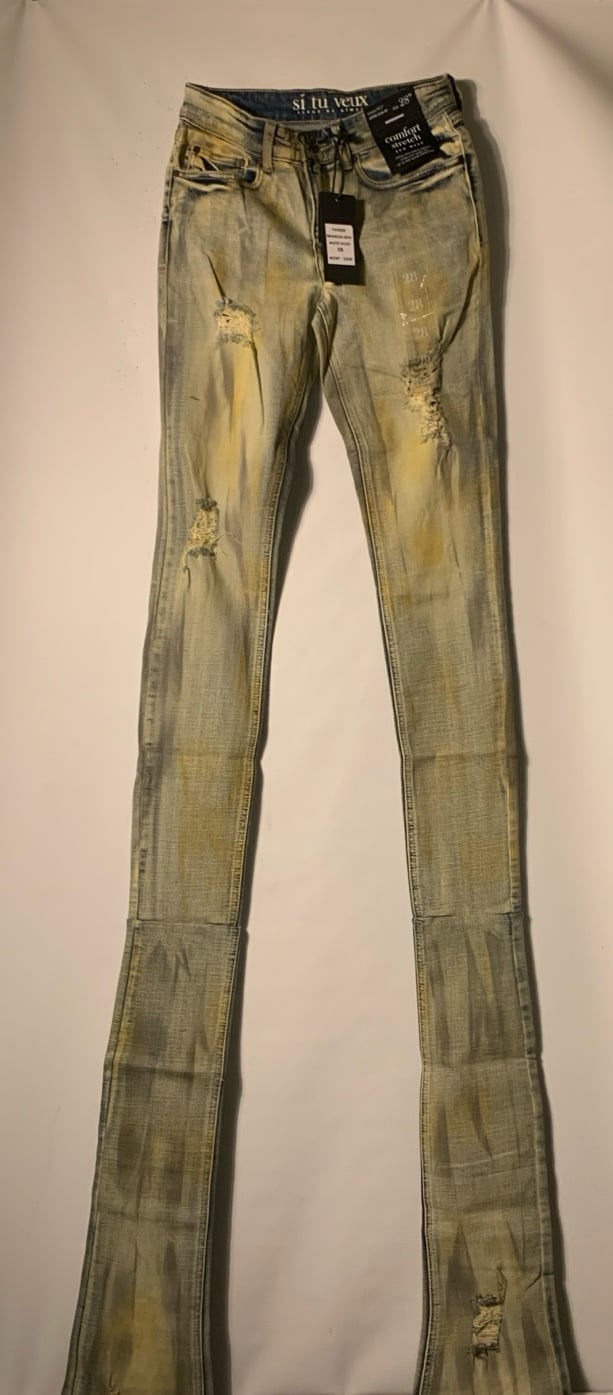 Si Tu Veux Superstack Matte Gold Mens Jeans Size 28