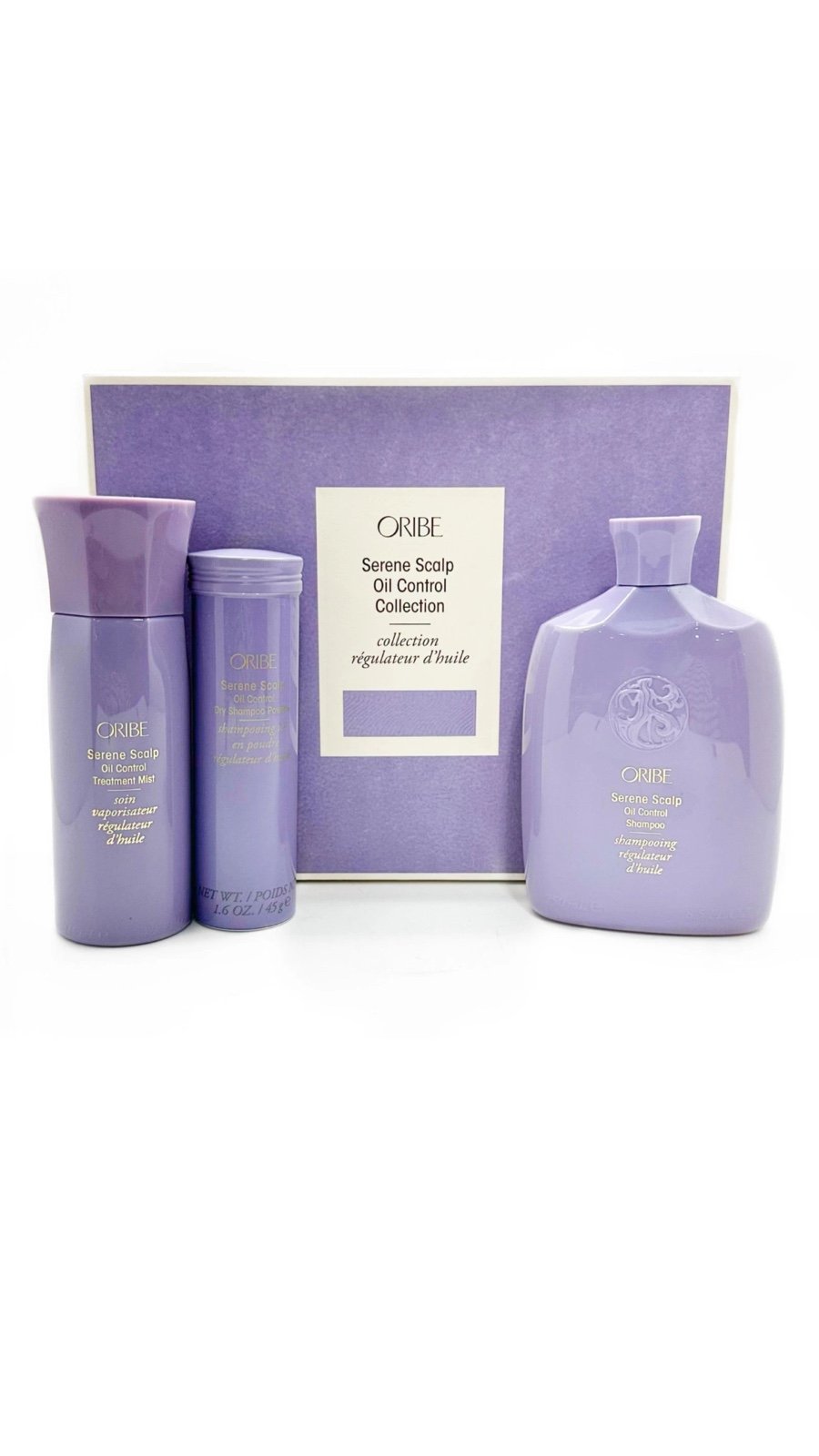 Oribe Scalp Oil Control Shampoo 8.5 oz, Treatment 4.2oz & Dry Shampoo 1.6 w/box