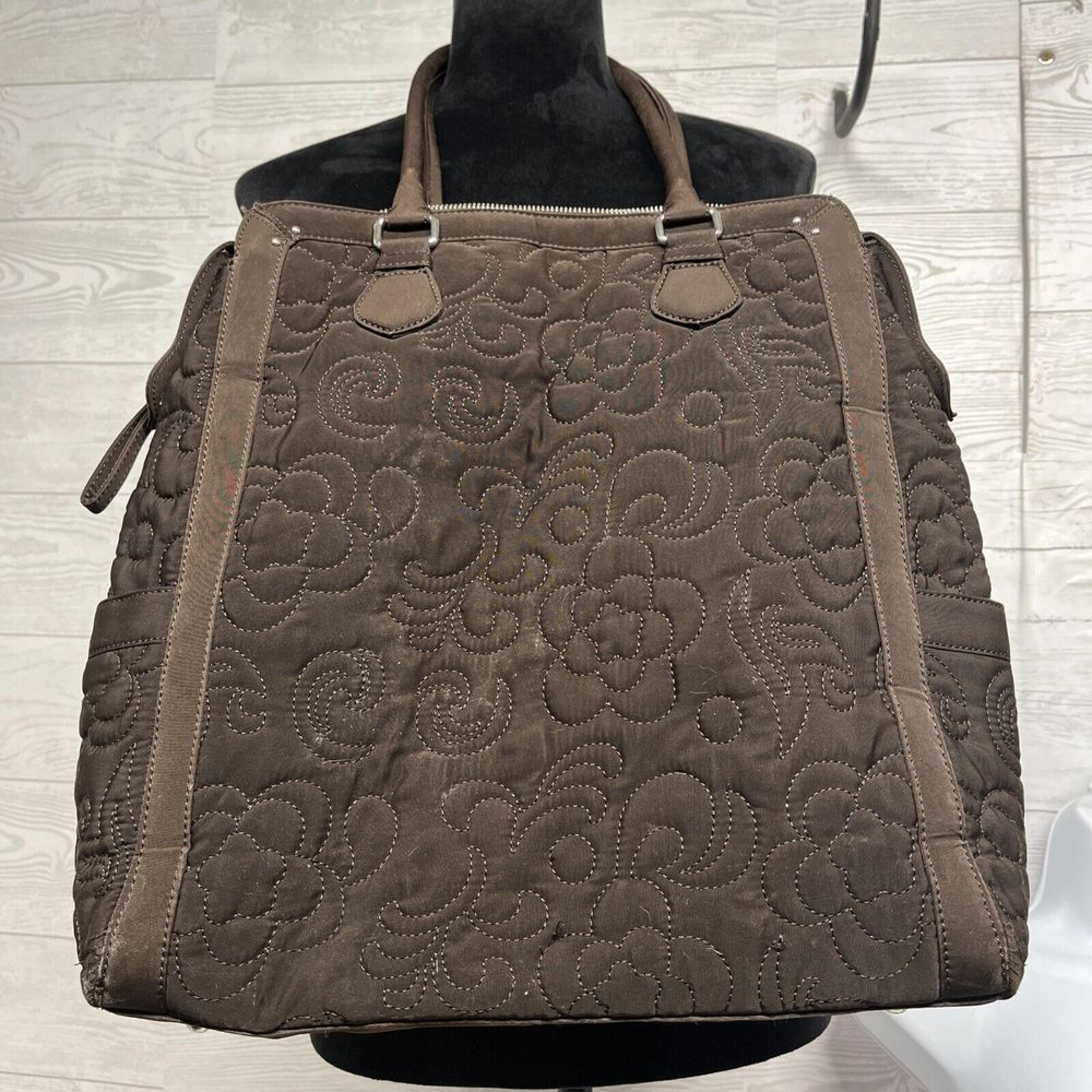 Vintage Vera Bradley Shoulder Bag Brown On Brown Quilted Tote