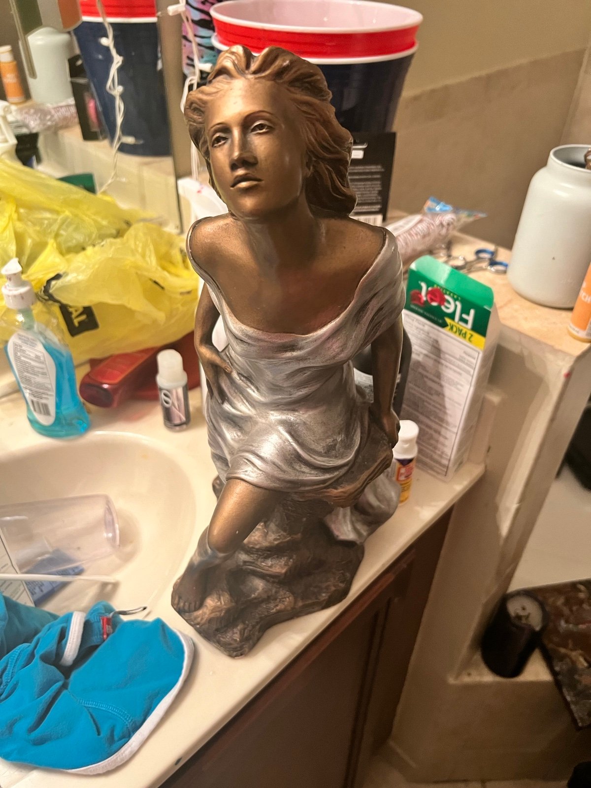 Rare Retired Austin Sculpture by Alice Heath, Woman Emerges, Plaster with Metal