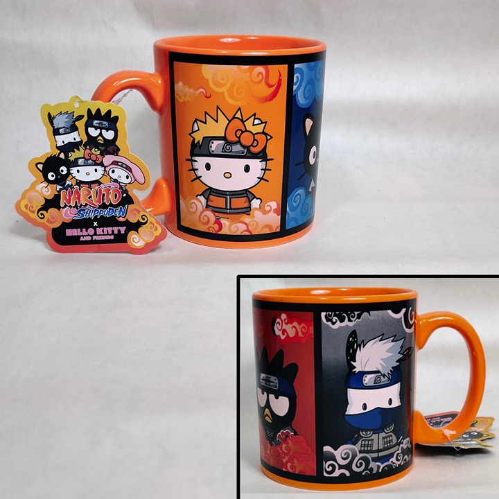 Sanrio Hello Kitty x Naruto Mug Orange Anime 20 oz Chococat Badtz Maru Pochacco