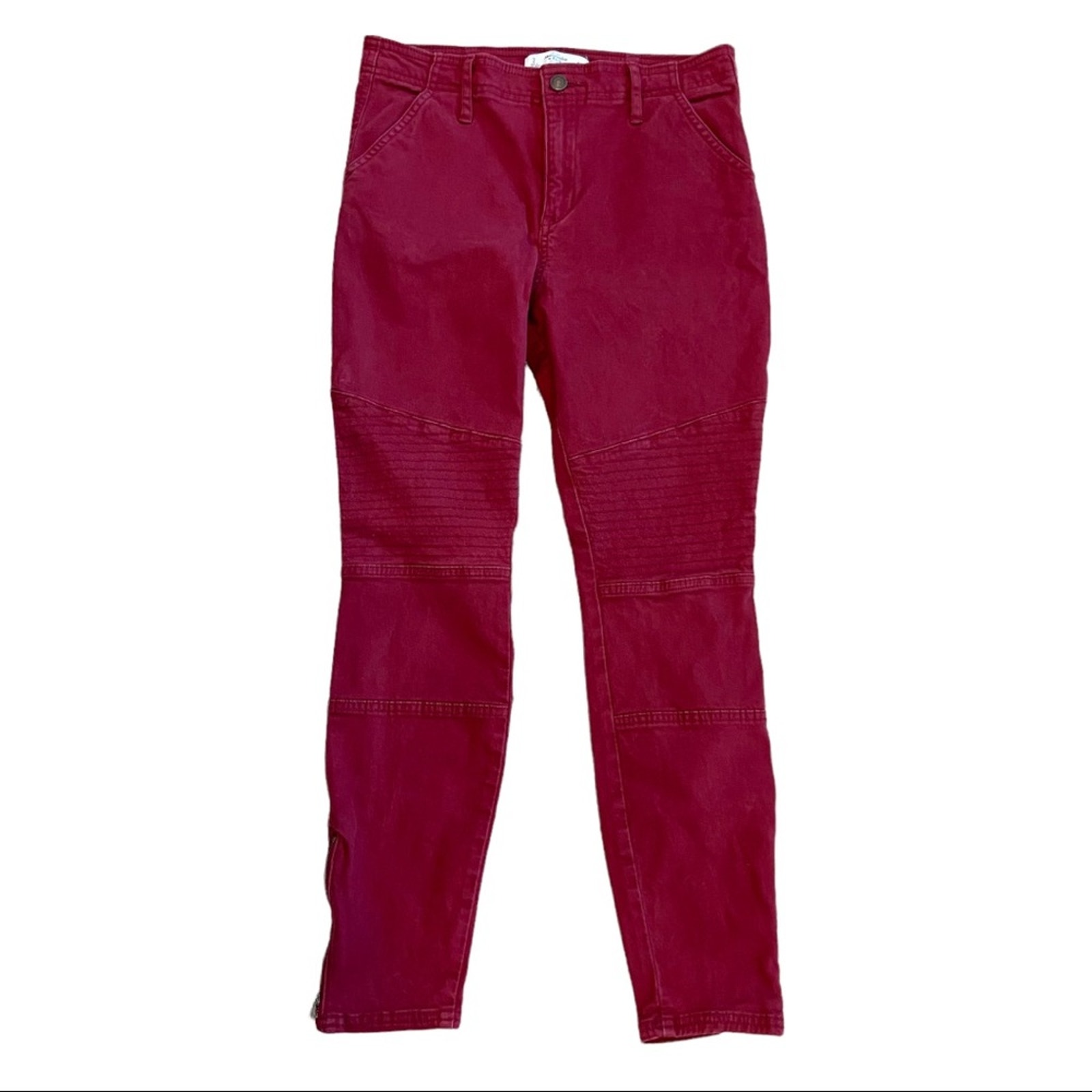 Abercrombie & Fitch Red Moto Jeans With Side Zipper Size 2 / 26